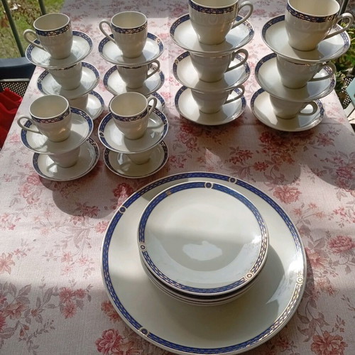 Scherzer Bavaria collectible porcelain set with cobalt blue and 24K gold like new