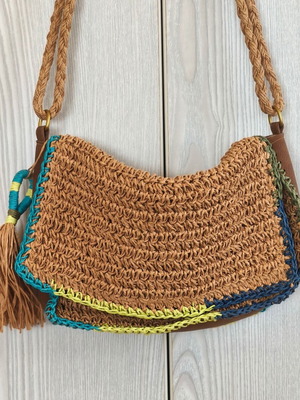 Straw shoulder bag new beige