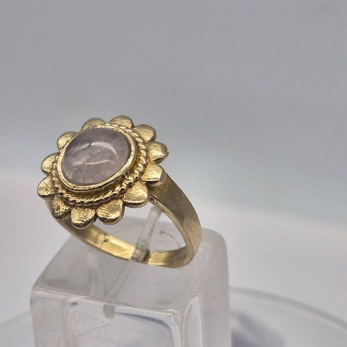 Rose Quartz Adjustable Brass Ring new