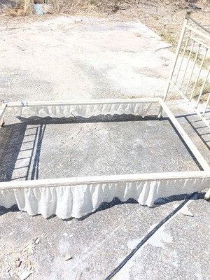 Iron bed with brass details used, complete set with slats and screws
