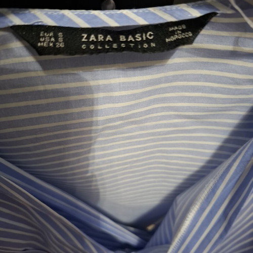 Zara Basic striped wrap shirt small, like new, blue and white