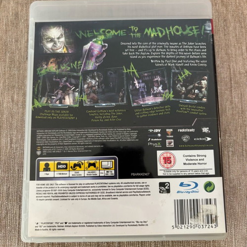 Batman Arkham Asylum PlayStation 3 used, full English version