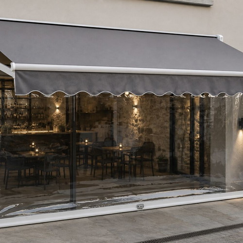 Electric awning with remote control, grey
