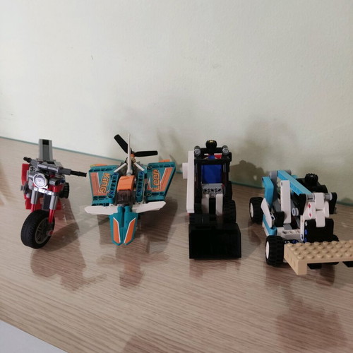 Lego Technic set like new with motorcycle, airplane, excavator and forklift