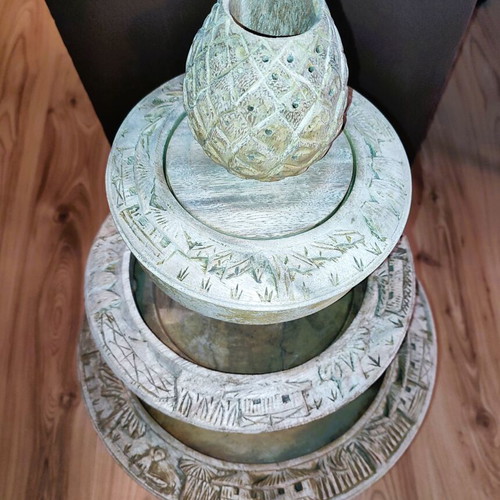 Wooden carved 3-tier ordeviera vintage used