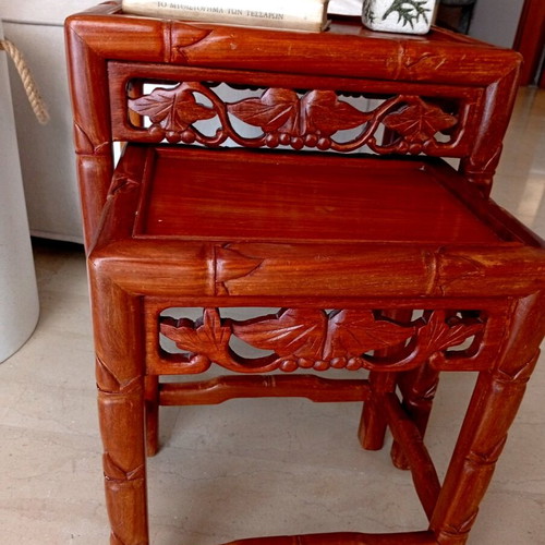 Vintage Chinese nesting tables set of 2, solid wood, like new