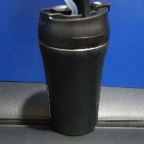 Thermos cup with safety lid and straw 420 ml black new