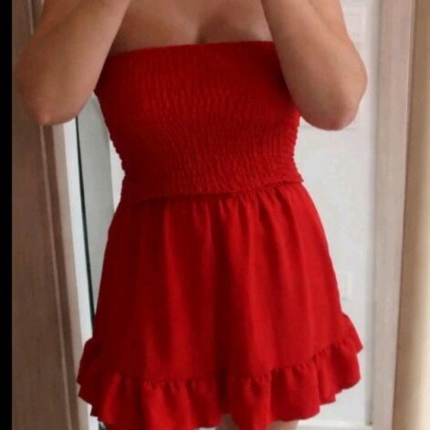 Strapless dress with inner shorts new, red, size M