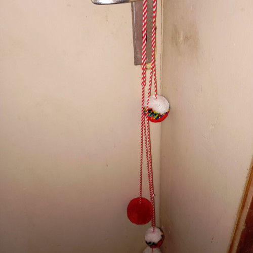 Martenichka for hanging used, traditional style with large pompoms