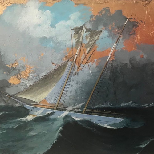 N. Markatos painting oil painting with gold leaf like new