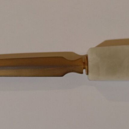 Onyx office set with brass used, including letter opener, holder and pen stand