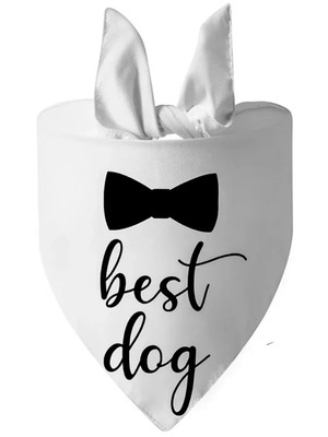 Сватбена бандана за куче бяла "Best dog" нова