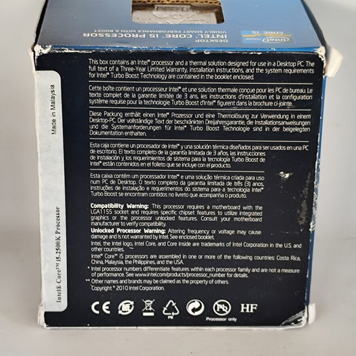 Intel Core i5-2500K Box with Factory Cooler like new, LGA 1155