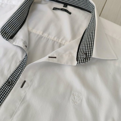 Vintage Gcm Miland men's shirt 5XL like new, white with checkered