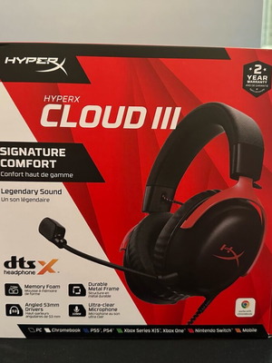 HyperX Cloud III нови слушалки за игри с кабел, черно и червено