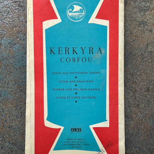 Kerkyra Corfou map used 1970