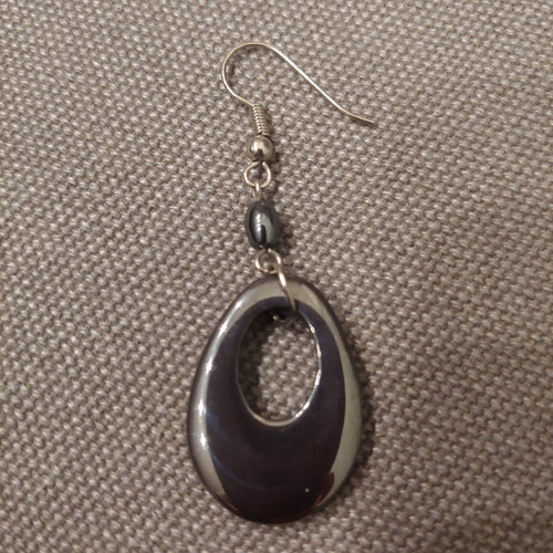 Single earring new with gray magnet and gift blue hoop
