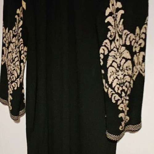 Aggel Knitwear Black Long Dress New With Gold Embroidery