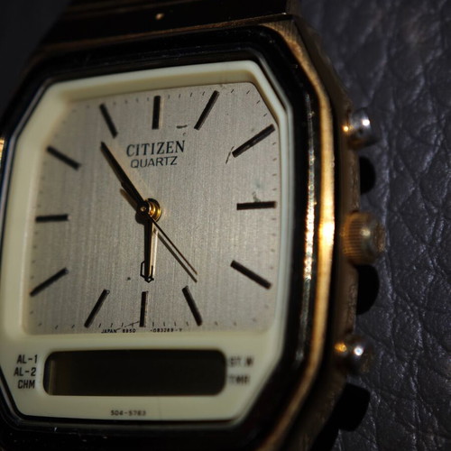 Citizen Vintage 1985 Ana-Digi watch used, gold-plated