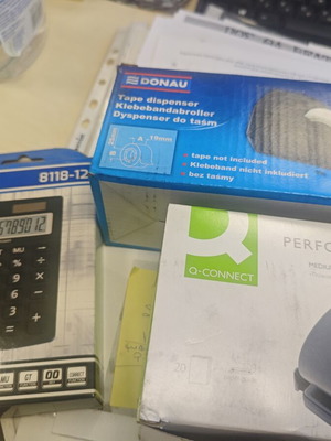 Office supplies new calculator, perforator, tape dispenser
