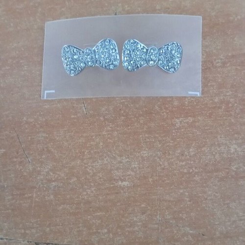 Stainless Steel Bow Earrings with Strass new, gray and silver