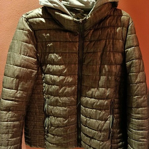 Khaki jacket like new with removable hoodie and inner sweatshirt