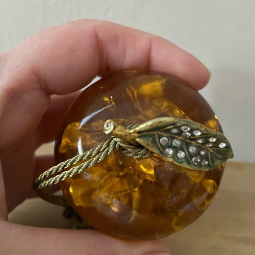 Pomegranate charm like new resin with metal details