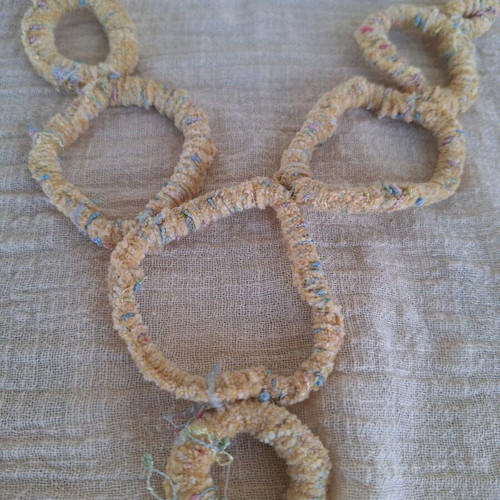 Ethnic fabric necklace pastel yellow made to order