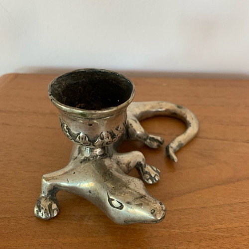 Lizard candlestick like new made of alpaca
