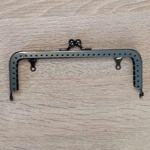 Metal bag frame clasp 15.5cm new, click clack, black nickel 2 pcs