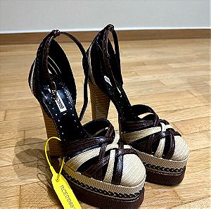 Women's Black Snakeskin-effect Braided Platform Sandals
