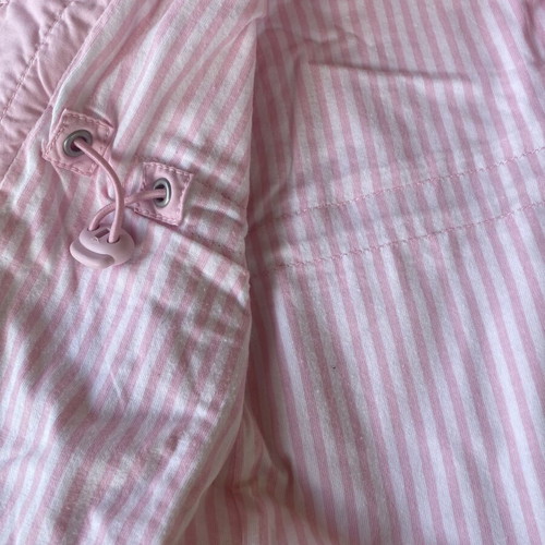 Benetton baby jacket pink with hood and striped lining, size 74 cm