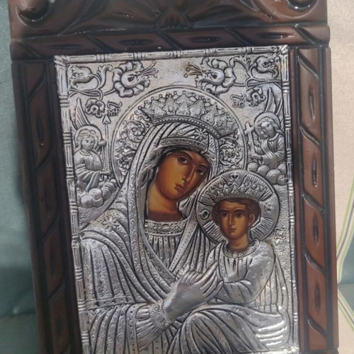 Vintage Virgin Mary of Angels icon like new, Byzantine art replica