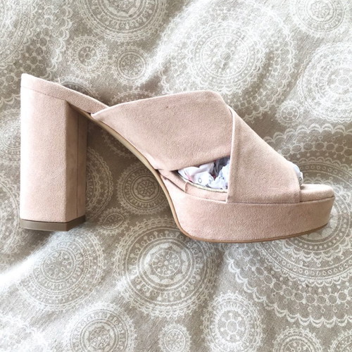 Sante high-heeled suede sandals size 37 nude, lightly worn