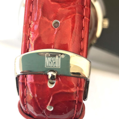 Visetti women's watch new, stainless steel, white dial, leather strap