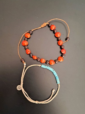 Boho Handmade Bracelets Set Turquoise and Natural Seeds like new