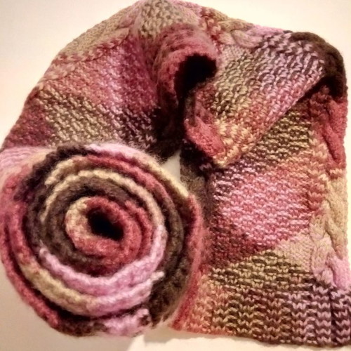 Multicolor scarf used, wool with various knit patterns