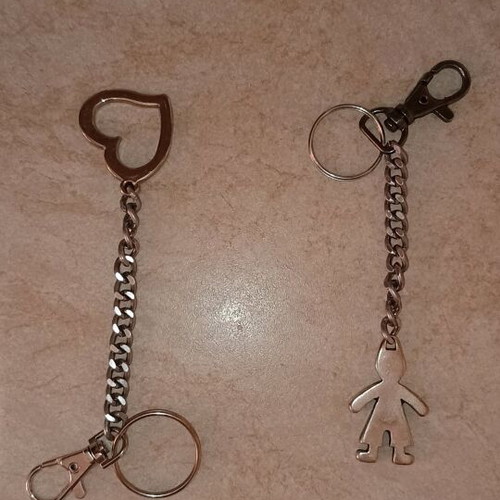 Keychains for Him and Her new, silver, set of 2 pieces