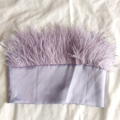 Zara satin lilac crop top with feathers new, size S