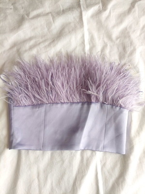 Zara satin lilac crop top with feathers new, size S