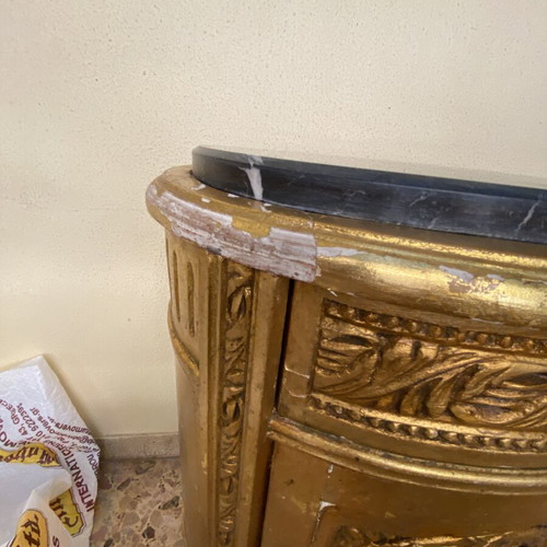 Set of 2 antique wooden nightstands with marble top, used