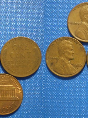 United States America 1 Cent coins used, pack of 5