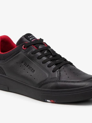 Ανδρικά δερμάτινα sneakers Tommy Hilfiger σαν καινούργια, μαύρα, μέγεθος 45