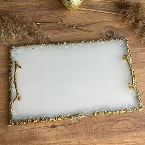 Large tray made of liquid glass handmade
