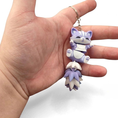 Articulated Cat Keychain Fidget Toy, 12cm, 3 Colors