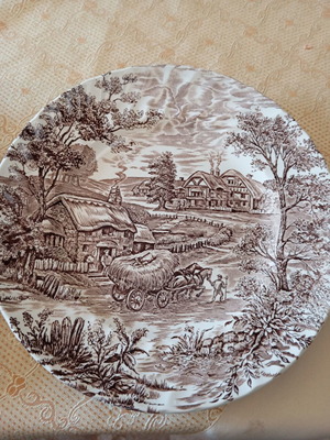 Ridgway Ironstone Hayride vintage plate set like new, 1 large platter and 5 dessert plates