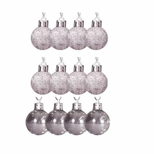 Christmas balls 3 cm pack of 12 new, silver