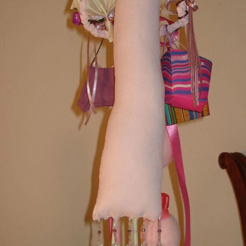 Vintage Decorative Fabric Doll Primitive Folk Art Lady Shopper Dan DiPaolo Style