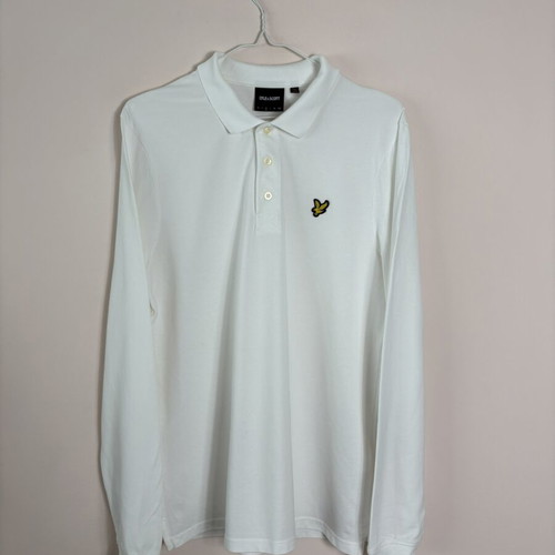 Lyle & Scott long sleeve polo shirt, size M, white