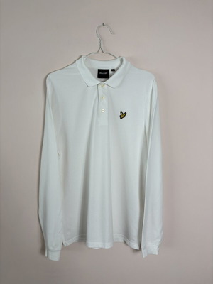 Lyle & Scott long sleeve polo shirt, size M, white
